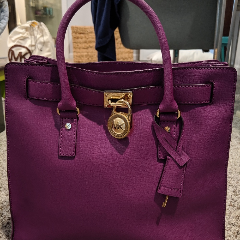 Purple Michael kors Hamilton tote